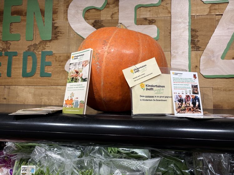 Prachtige pompoenen van  Kindertuinen  Delft te bewonderen bij Jumbo!